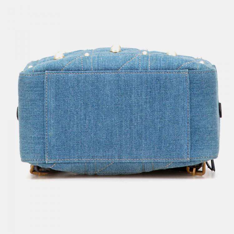 Pre Owned Gucci Small GG Marmont Pearl Denim Backpack