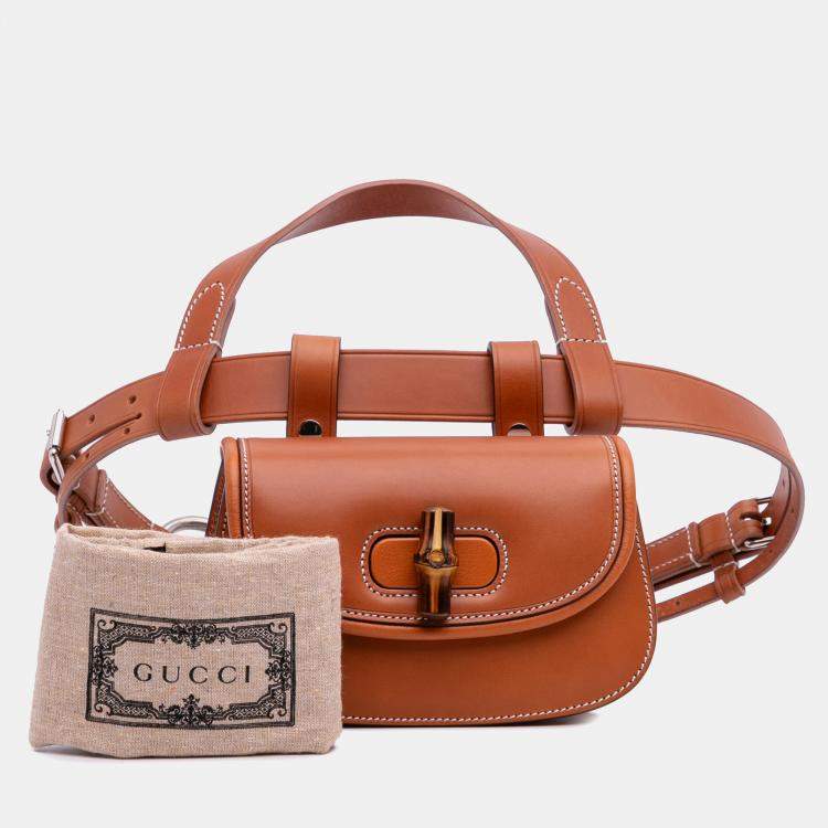Pre Owned Gucci Mini Leather Bamboo 1947 Belt Bag