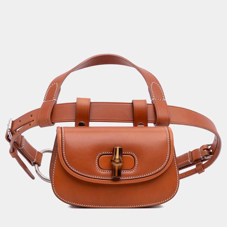 Pre Owned Gucci Mini Leather Bamboo 1947 Belt Bag