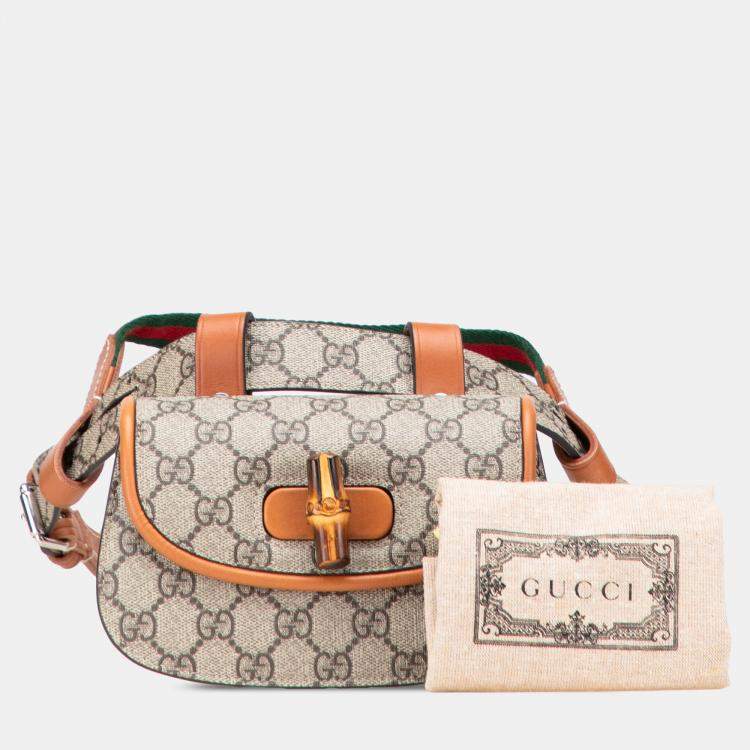 Pre Owned Gucci Mini GG Supreme Web Bamboo 1947 Belt Bag