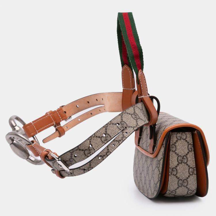 Pre Owned Gucci Mini GG Supreme Web Bamboo 1947 Belt Bag