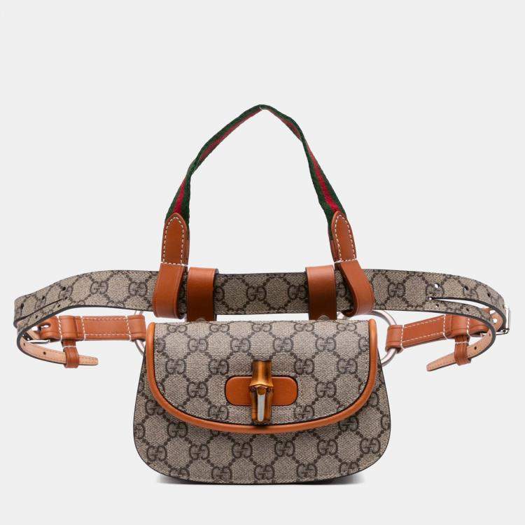 Pre Owned Gucci Mini GG Supreme Web Bamboo 1947 Belt Bag