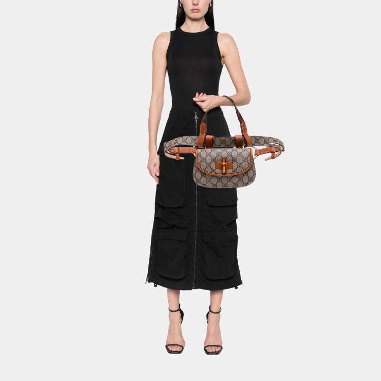 Pre Owned Gucci Mini GG Supreme Web Bamboo 1947 Belt Bag