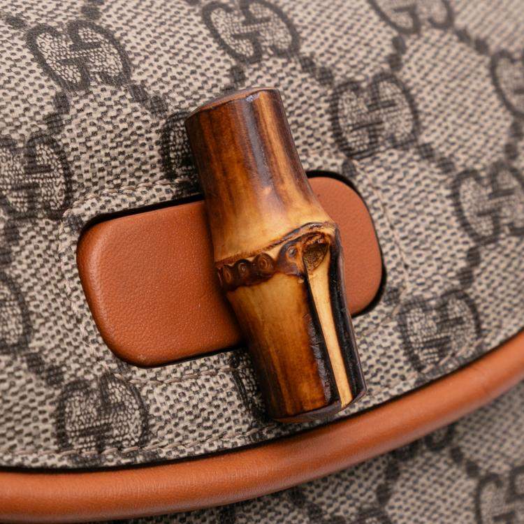 Pre Owned Gucci Brown Mini GG Supreme Web Bamboo 1947 Belt Bag