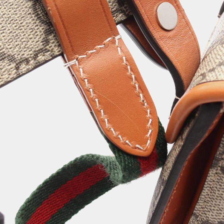Pre Owned Gucci Mini GG Supreme Beige Web Bamboo 1947 Belt Bag