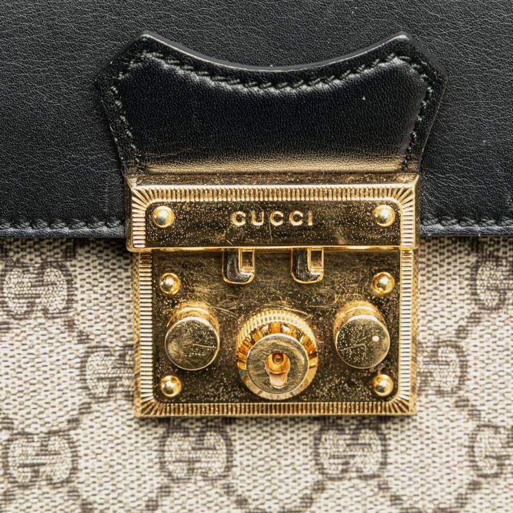 Pre Owned Gucci Beige/Brown GG Supreme Padlock Backpack