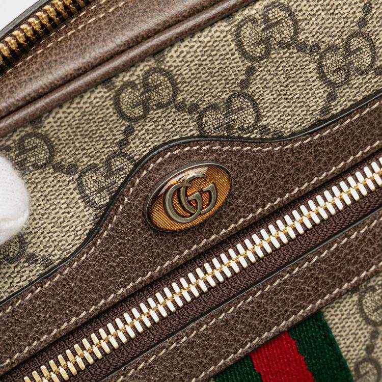 Pre Owned Gucci Beige/Brown Small GG Supreme Ophidia Belt Bag