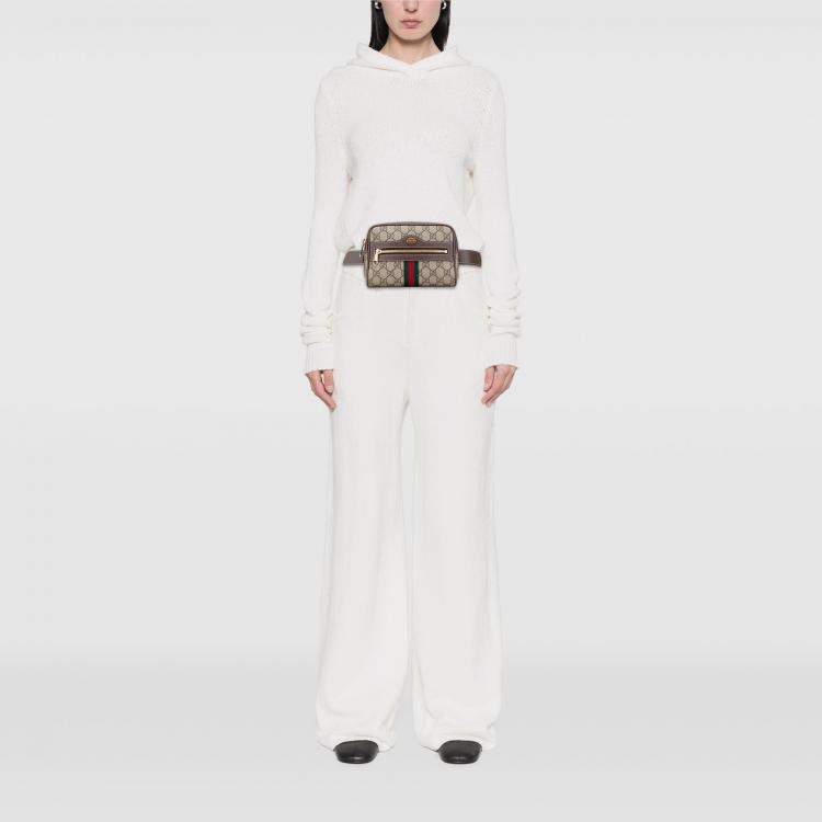 Pre Owned Gucci Beige/Brown Small GG Supreme Ophidia Belt Bag