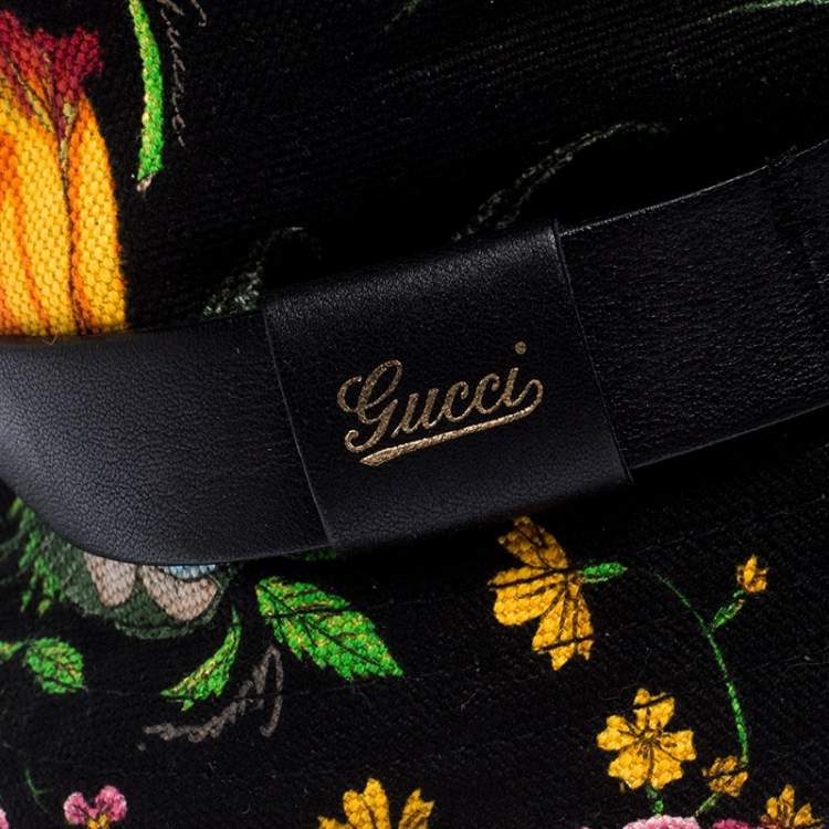 Pre Owned Gucci Black Floral Print Bucket Hat S