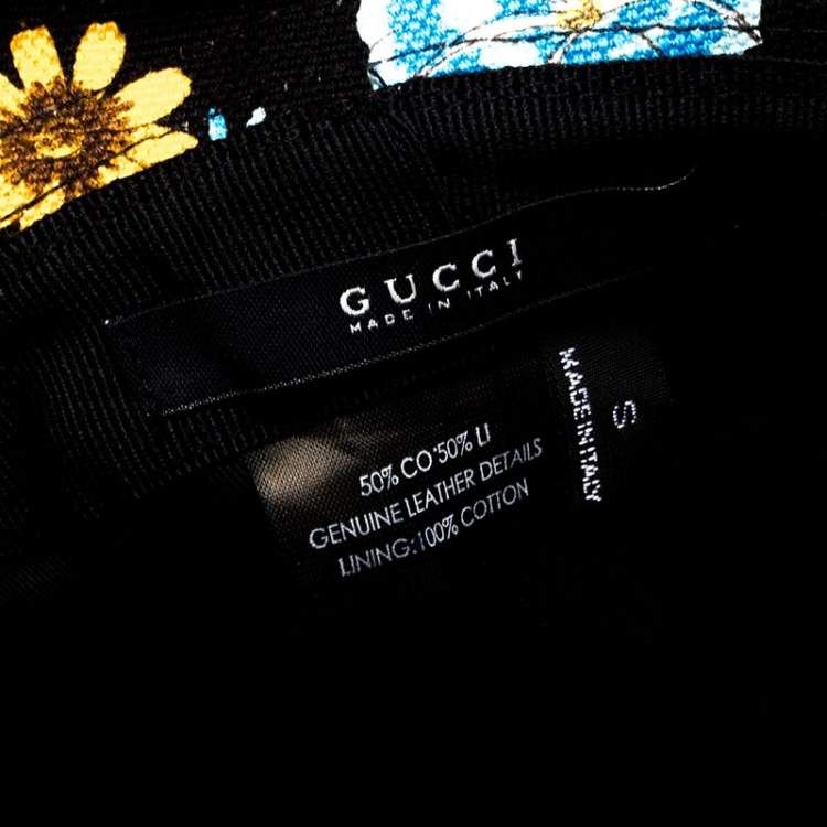 Pre Owned Gucci Black Floral Print Bucket Hat S