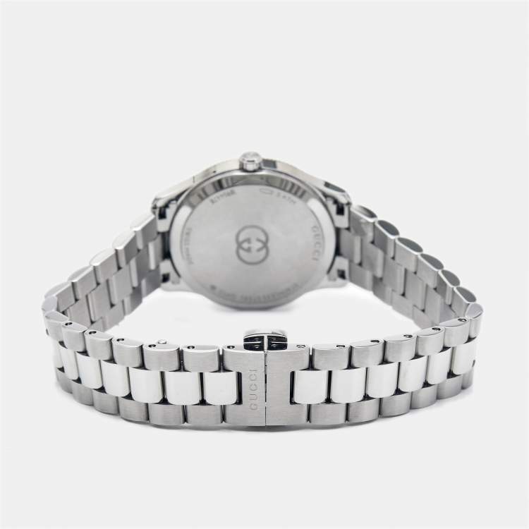 Pre Owned Gucci Silver Two-Tone Stainless steel G-Timeless YA1265063 Women's Wristwatch 29 mm