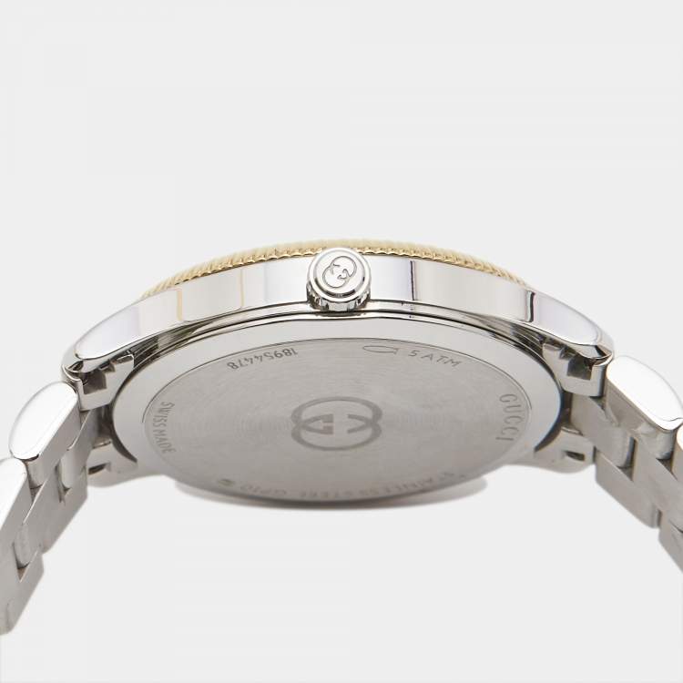 Pre Owned Gucci Silver Two-Tone Stainless steel G-Timeless YA1265063 Women's Wristwatch 29 mm