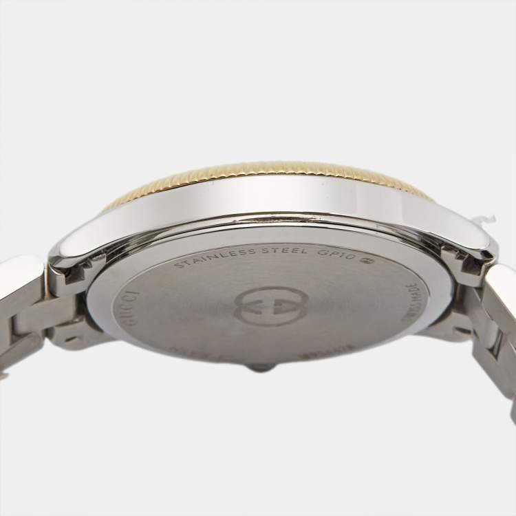 Pre Owned Gucci Silver Two-Tone Stainless steel G-Timeless YA1265063 Women's Wristwatch 29 mm