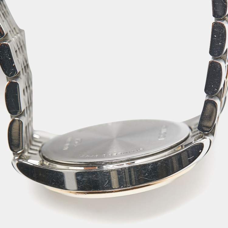 Pre Owned Gucci Mother of Pearl Two-Tone Stainless Steel Diamonds G-Timeless YA126514 Women's Wristwatch 27 mm