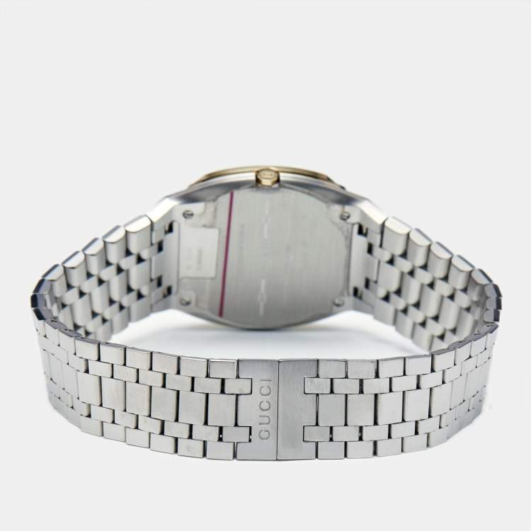 Pre Owned Gucci Golden Brass 18K Gold Plated Stainless Steel 25H YA163502 Women's Wristwatch 30 mm