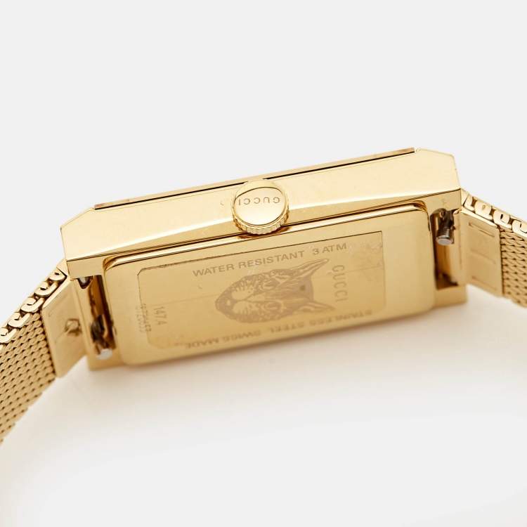 Pre Owned Gucci MOP Multicolor Web Gold PVD Stainless Steel G-Frame YA147410 Women's Wristwatch 21 mm