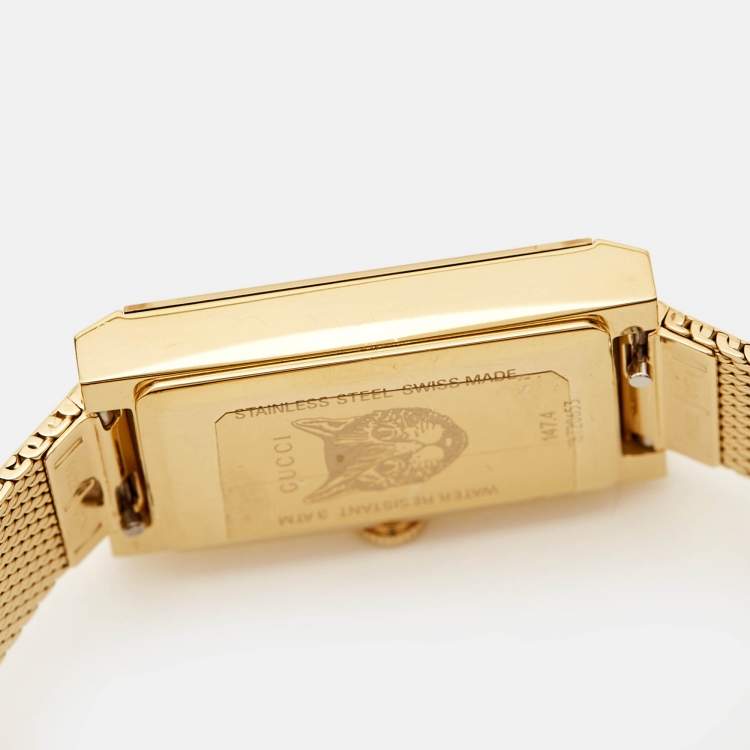 Pre Owned Gucci MOP Multicolor Web Gold PVD Stainless Steel G-Frame YA147410 Women's Wristwatch 21 mm