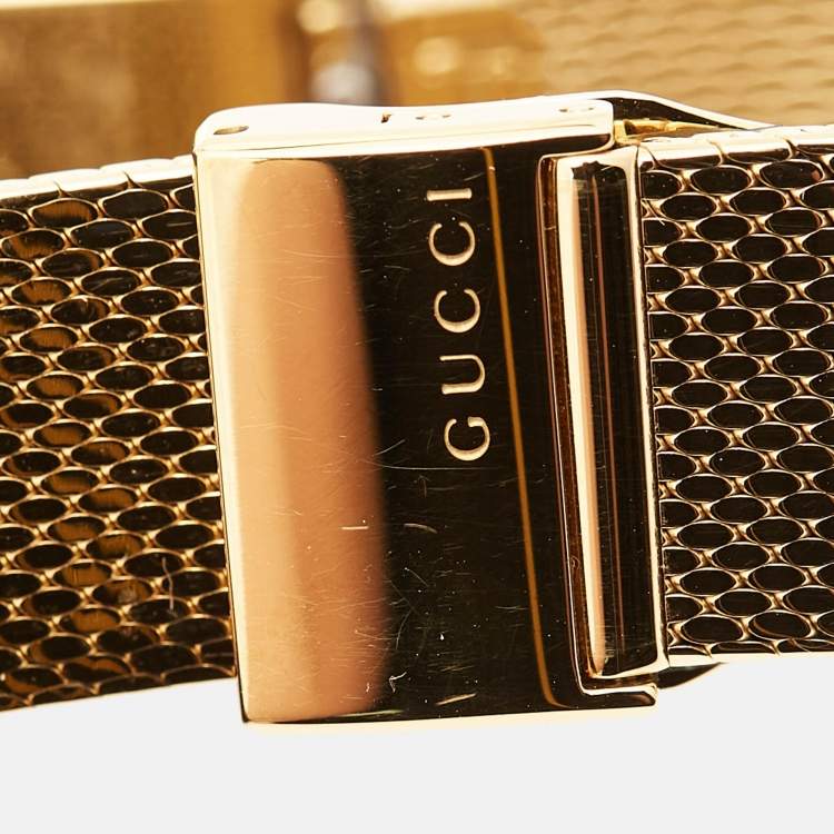Pre Owned Gucci MOP Multicolor Web Gold PVD Stainless Steel G-Frame YA147410 Women's Wristwatch 21 mm