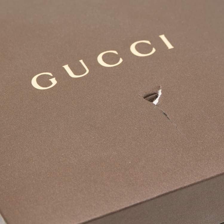 Pre Owned Gucci Slate Brown PVD Stainless Steel Leather Interlocking G YA133309 Women's Wristwatch 37 mm