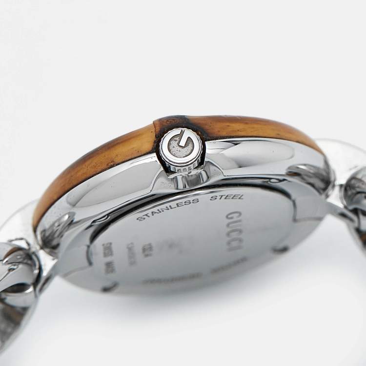 Pre Owned Gucci Bronze Stainless Steel Bamboo 132.4 Women's Wristwatch 36 mm
