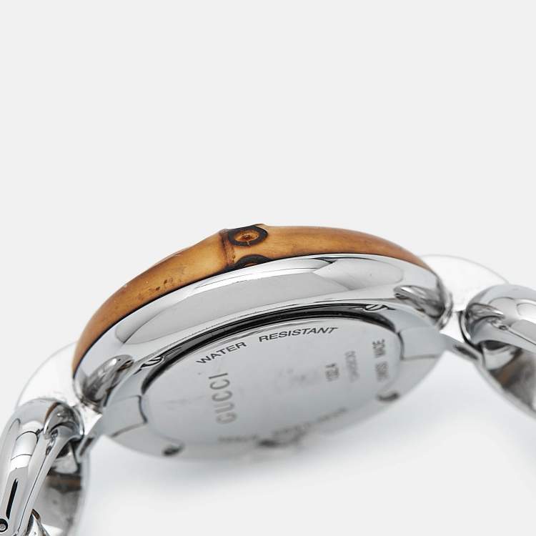 Pre Owned Gucci Bronze Stainless Steel Bamboo 132.4 Women's Wristwatch 36 mm