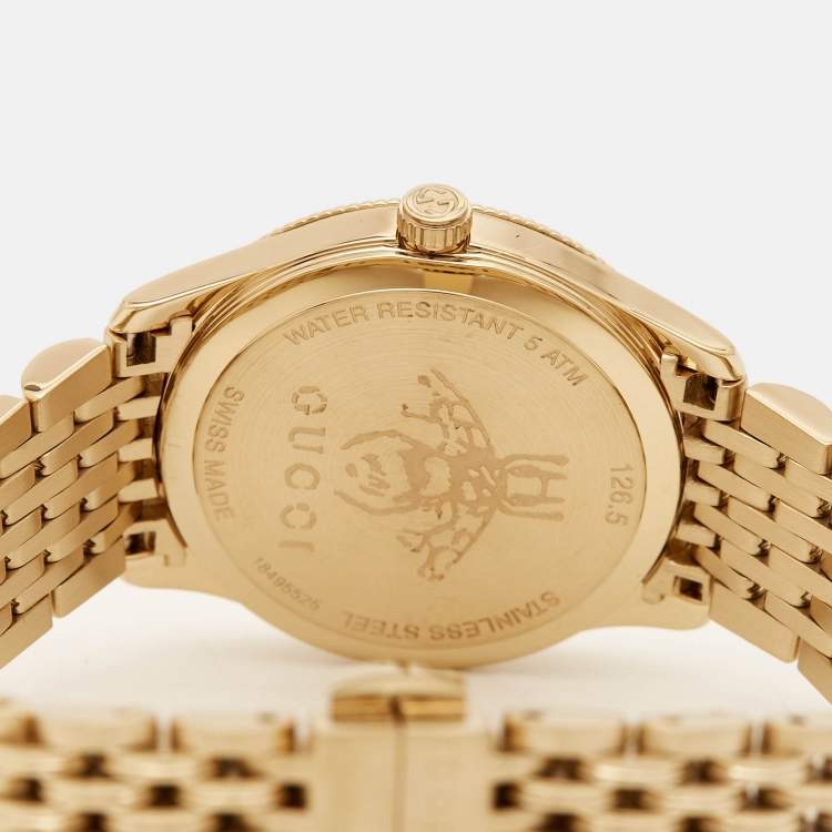 Pre Owned Gucci Silver Gold Plated Stainless Steel G- Timeless YA1265021 Women's Wristwatch 29 mm 