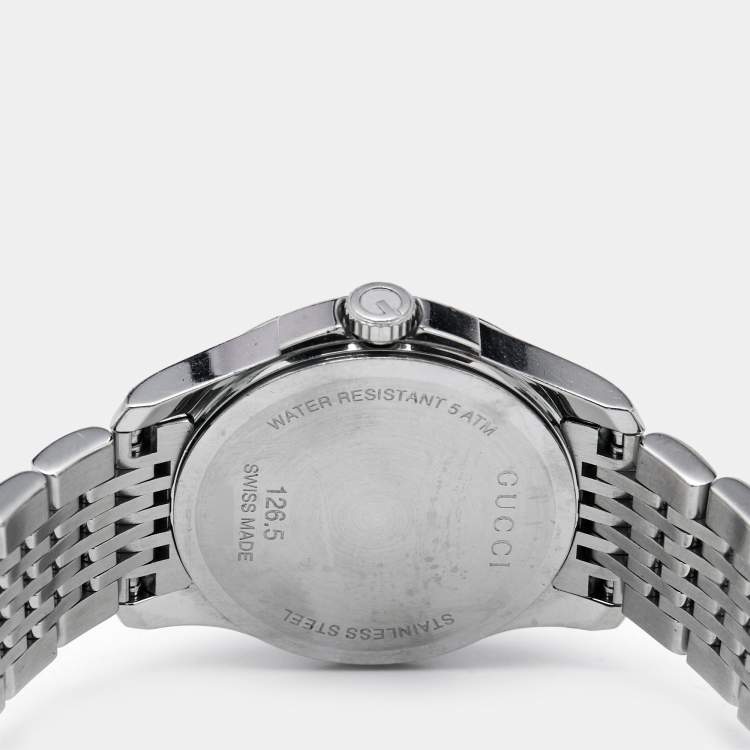 Pre Owned Gucci Brown Stainless Steel G-Timeless YA126503 Women's Wristwatch 27 mm
