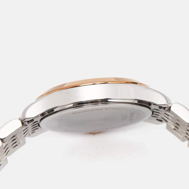 Pre Owned Gucci Black Two-Tone Stainless Steel G-Timeless YA126512 Women's Wristwatch 27 mm