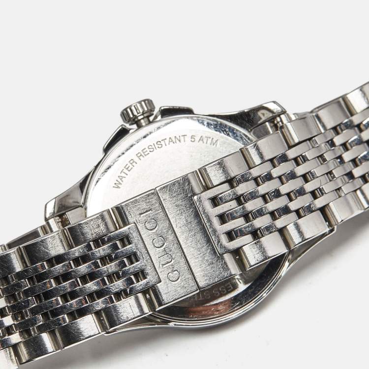 Pre Owned Gucci Brown Stainless Steel G-Timeless YA126503 Women's Wristwatch 27 mm
