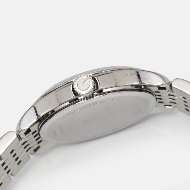 Pre Owned Gucci Brown Stainless Steel G-Timeless YA126503 Women's Wristwatch 27 mm