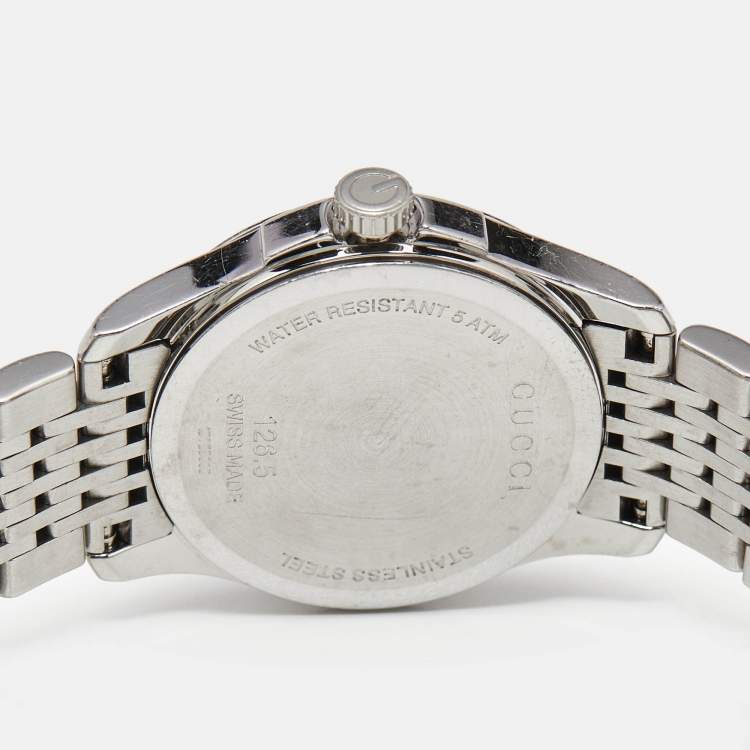 Pre Owned Gucci Brown Stainless Steel G-Timeless YA126503 Women's Wristwatch 27 mm