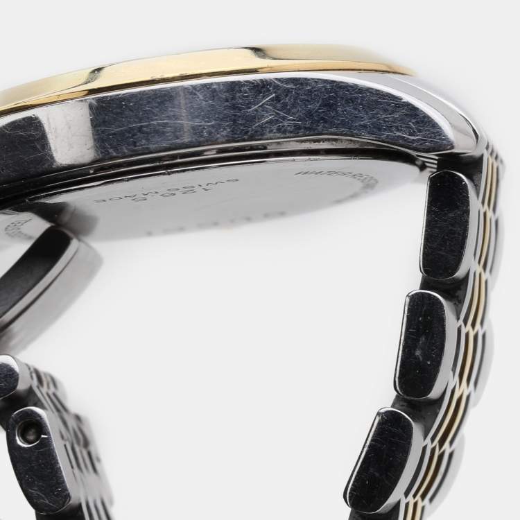 Pre Owned Gucci Silver Two Tone Stainless Steel G-Timeless 126.5 Quartz Women's Wristwatch 27mm