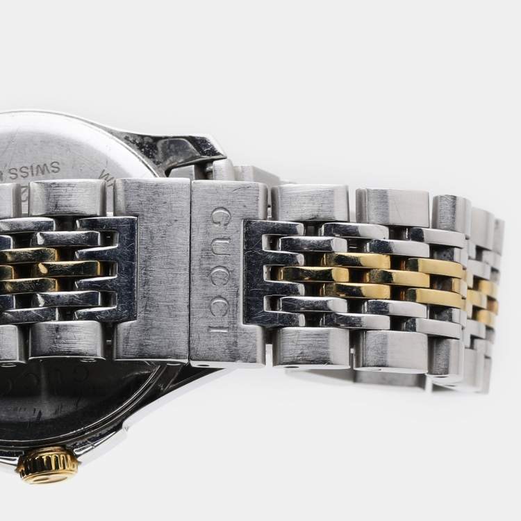 Pre Owned Gucci Silver Two Tone Stainless Steel G-Timeless 126.5 Quartz Women's Wristwatch 27mm