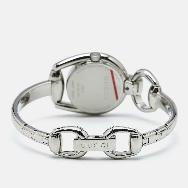 Pre Owned Gucci Mother Of Pearl Stainless Steel Horsebit YA139506  Women's Wristwatch 28 mm
