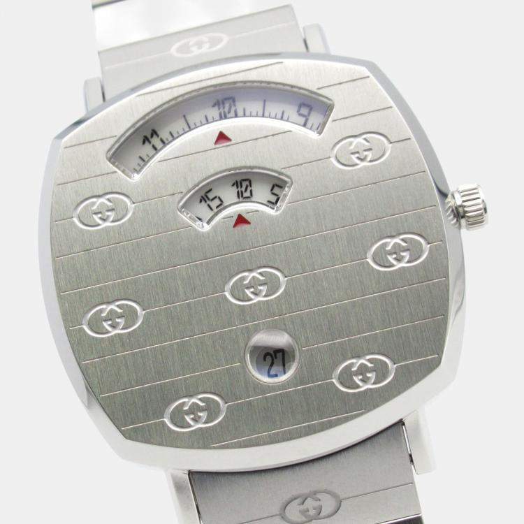 Pre Owned Gucci Grip YA157401 Quartz White Stainless Steel Women's Wristwatch 35 mm