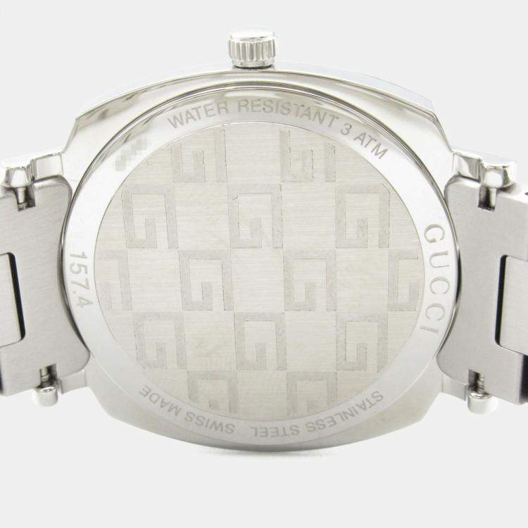 Pre Owned Gucci Grip YA157401 Quartz White Stainless Steel Women's Wristwatch 35 mm