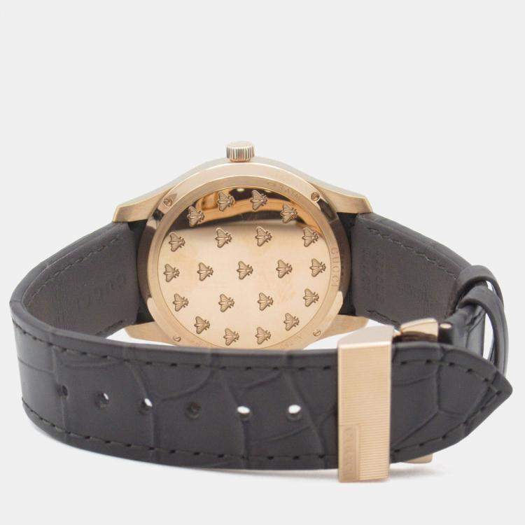 Pre Owned Gucci G-Timeless 717070 IDLA0 8599 Automatic Brown 18k Rose Gold Women's Wristwatch 40 mm