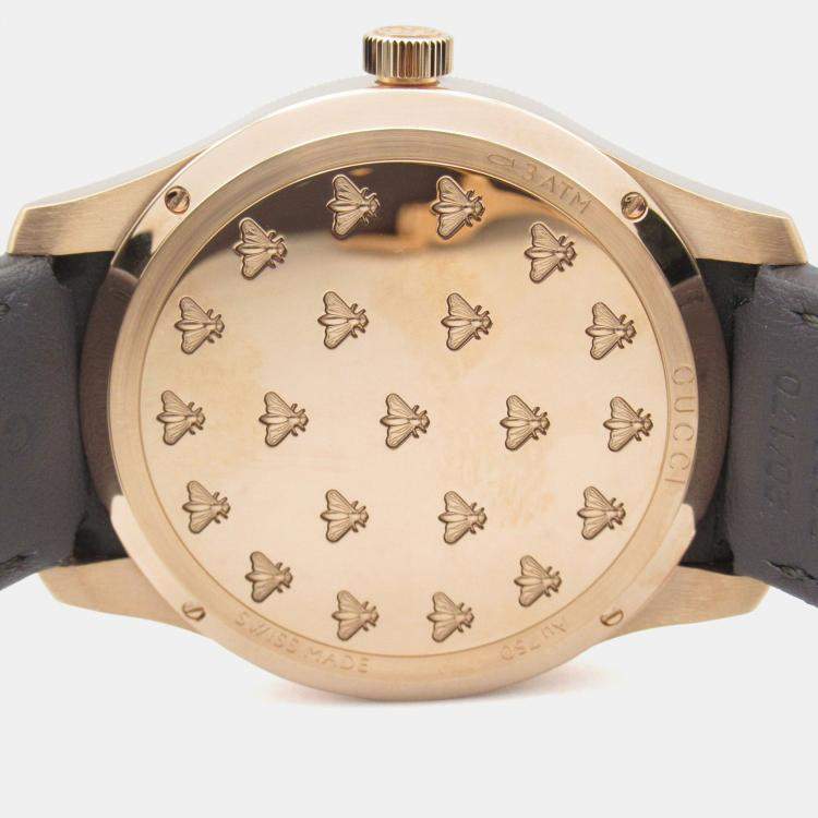 Pre Owned Gucci G-Timeless 717070 IDLA0 8599 Automatic Brown 18k Rose Gold Women's Wristwatch 40 mm