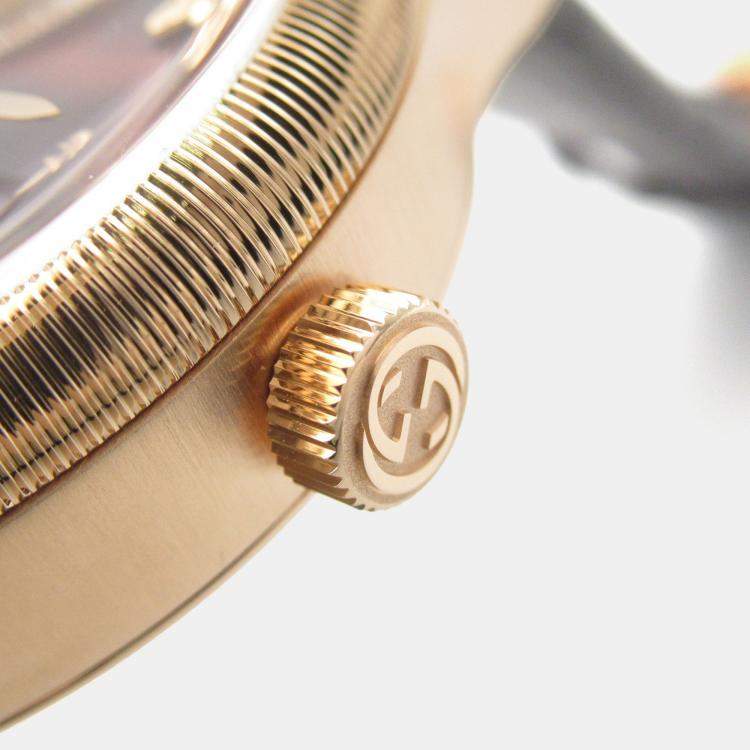 Pre Owned Gucci G-Timeless 717070 IDLA0 8599 Automatic Brown 18k Rose Gold Women's Wristwatch 40 mm