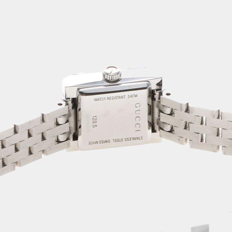 Pre Owned Gucci G Frame YA128507 Quartz Color Diamonds Stainless Steel Women's Wristwatch 14mm
