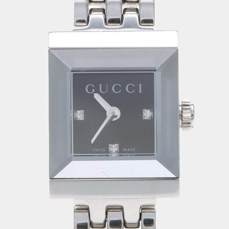 Pre Owned Gucci G Frame YA128507 Quartz Color Diamonds Stainless Steel Women's Wristwatch 14mm