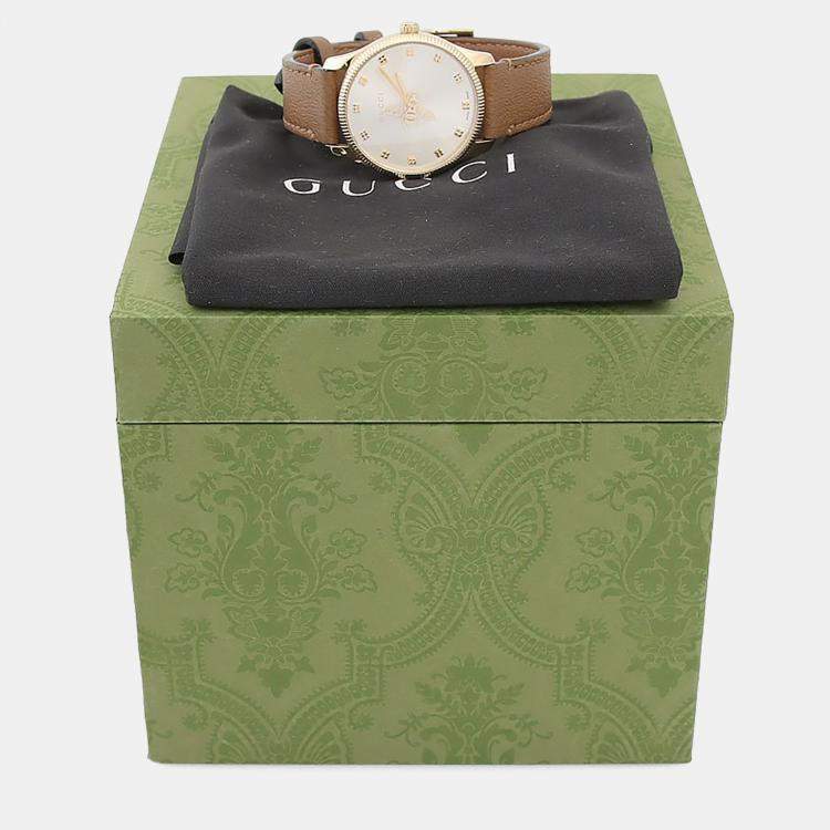 Pre Owned Gucci G Timeless 126.5 Quartz White Stainless Steel Women's Wristwatch 29mm