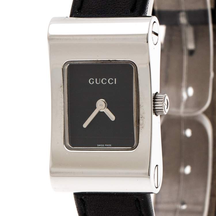 Pre Owned Gucci Black Stainless Steel 2300L Women's Wristwatch 17 mm
