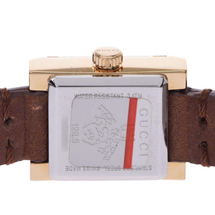 Pre Owned Gucci MOP Gold Plated Stainless Steel YA128521 128.5 Quartz Women's Wristwatch 14 MM