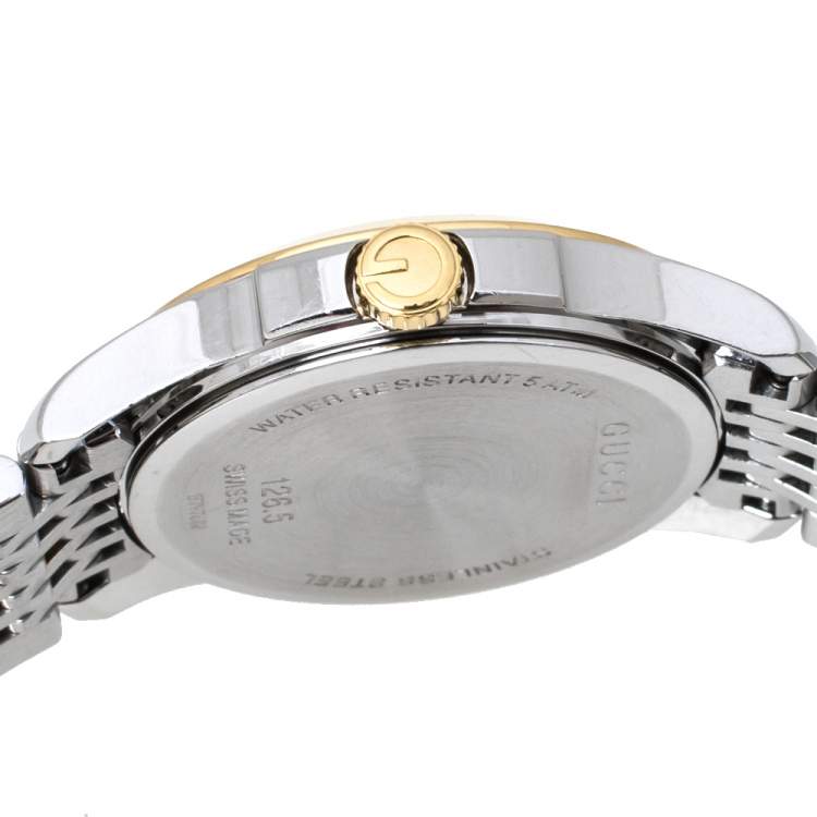 Pre Owned Gucci Silver Two-Tone Stainless steel G Timeless 126.5 Women's Wristwatch 27 mm