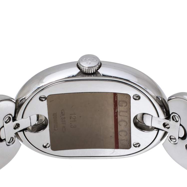 Pre Owned Gucci Black Stainless Steel Marina Chain 121.3 Women's Wristwatch 32MM
