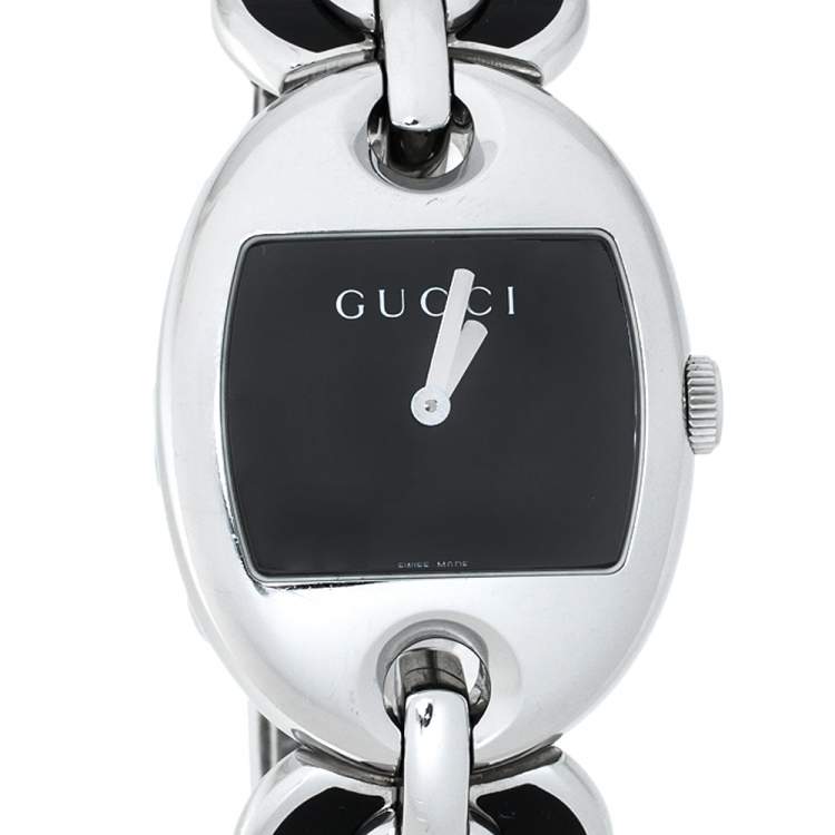 Pre Owned Gucci Black Stainless Steel Marina Chain 121.3 Women's Wristwatch 32MM