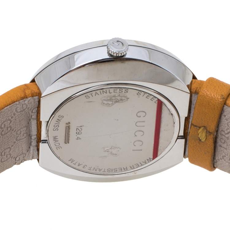 Pre Owned Gucci Silver Stainless Steel U-Play 129.4 Women's Wristwatch 35 mm