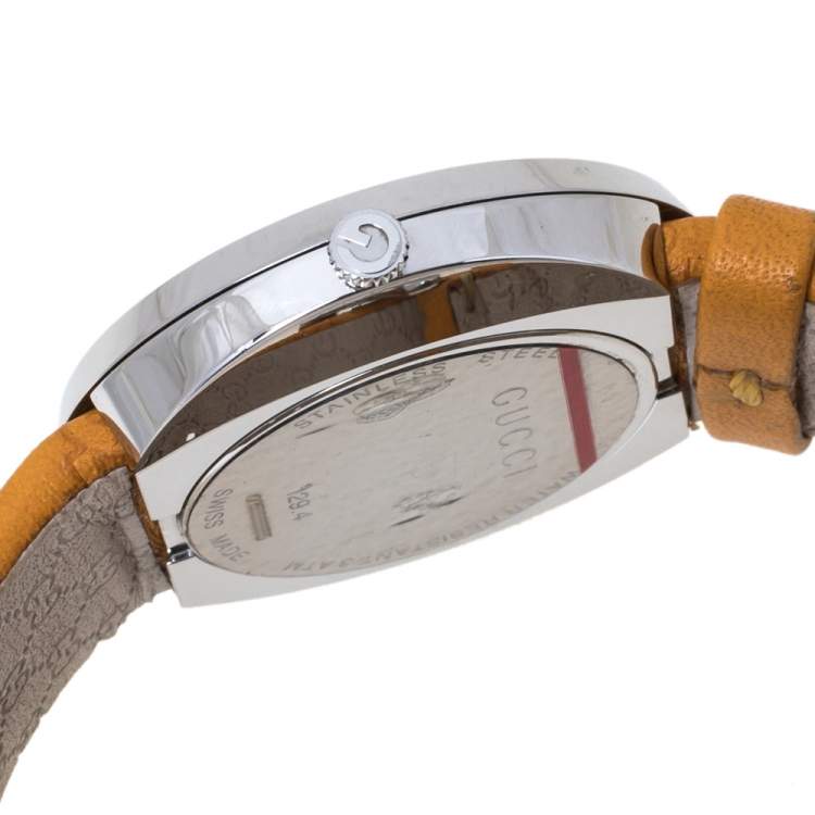 Pre Owned Gucci Silver Stainless Steel U-Play 129.4 Women's Wristwatch 35 mm
