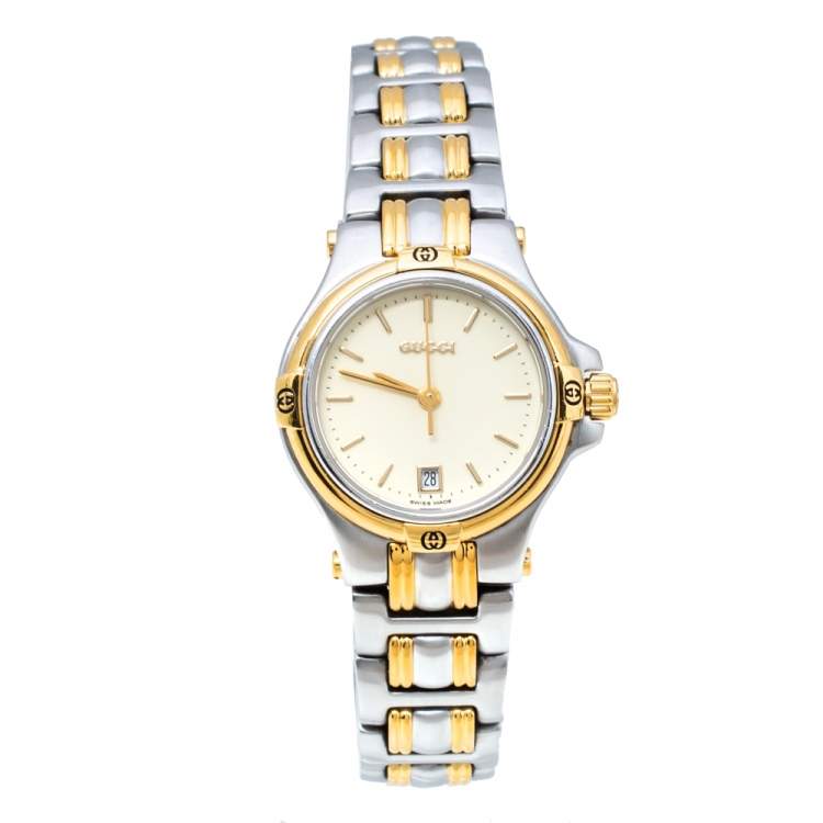 Gucci Champagne Two-Tone Stainless Steel 9040L Women's Wristwatch 26 mm  Gucci | TLC